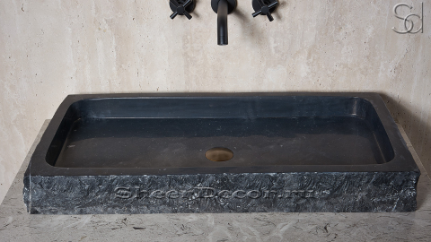 Мраморная раковина Estrato из черного камня Nero Marquina ИСПАНИЯ 034018311 для ванной комнаты_2