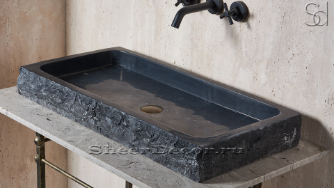 Мраморная раковина Estrato из черного камня Nero Marquina ИСПАНИЯ 034018311 для ванной комнаты_3