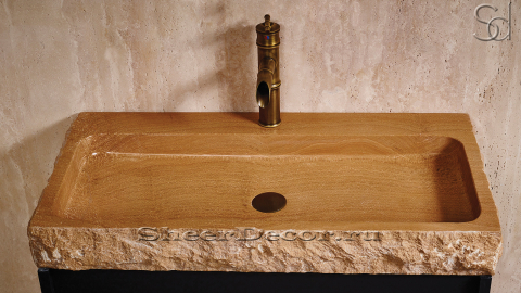 Мраморная раковина Estrato M9 из коричневого камня Wooden Yellow ЕГИПЕТ 034032119 для ванной комнаты_2