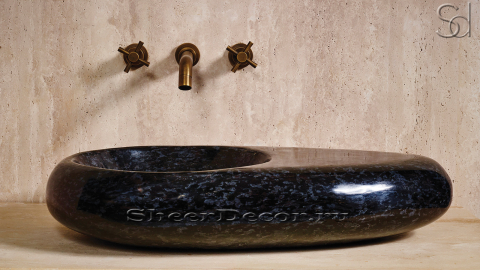 Перламутровая раковина Excetra из камня лабрадорита Blue Pearl ИНДИЯ 722003111 для ванной комнаты_1