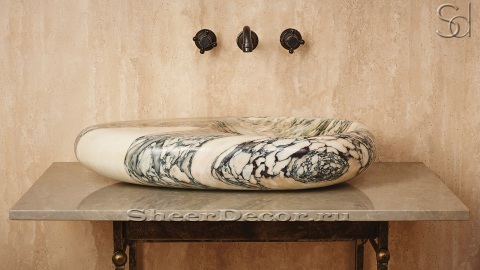 Мраморная раковина Excetra из белого камня Calacatta Gold ИТАЛИЯ 722115111 для ванной комнаты_2