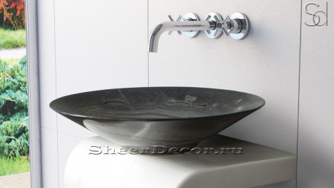 Мраморная раковина Flo из серого камня Carrara ИНДИЯ 015009111 для ванной комнаты_5