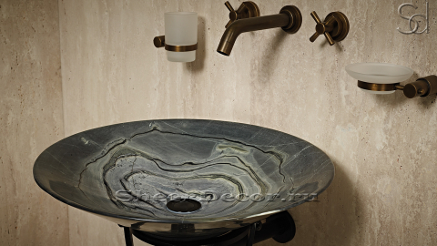 Мраморная раковина Flo из серого камня Carrara ИНДИЯ 015009111 для ванной комнаты_6