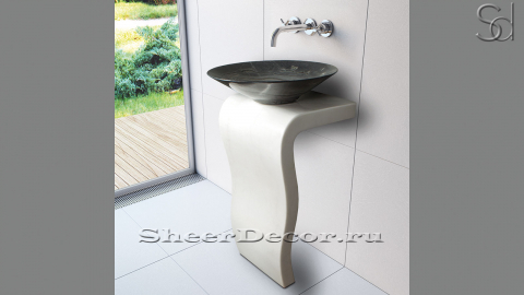Мраморная раковина Flo из серого камня Carrara ИНДИЯ 015009111 для ванной комнаты_7