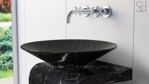 Мраморная раковина Flo из черного камня Nero Marquina ИСПАНИЯ 015018111 для ванной комнаты_3