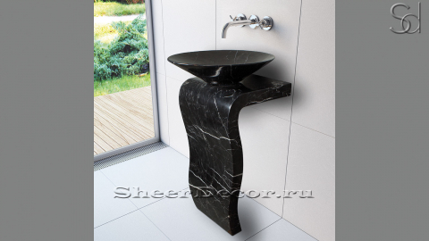 Мраморная раковина Flo из черного камня Nero Marquina ИСПАНИЯ 015018111 для ванной комнаты_4