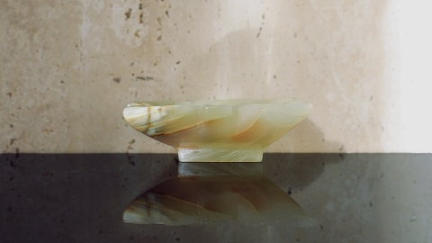 Мыльница на столешницу в ванную Flor из натурального камня оникса Light Green Onyx_2