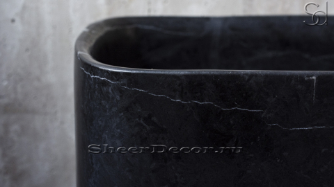 Мраморная раковина на пьедестале Flow M6 из черного камня Nero Marquina ИСПАНИЯ 023018076 для ванной комнаты_3