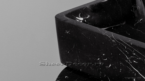 Черная раковина Flow из натурального мрамора Nero Marquina ИСПАНИЯ 023018111 для ванной комнаты_2