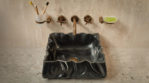 Мраморная раковина Сurvatura из черного камня Nero Marquina ИСПАНИЯ 369018111 для ванной комнаты_9