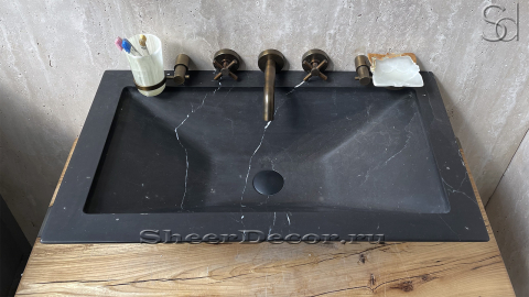 Черная раковина Freccia из натурального мрамора Nero Marquina ИСПАНИЯ 000018011 для ванной комнаты_2