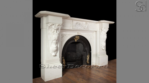 Каменный портал белого цвета для облицовки камина Frid из мрамора Bianco Extra 309111901_2