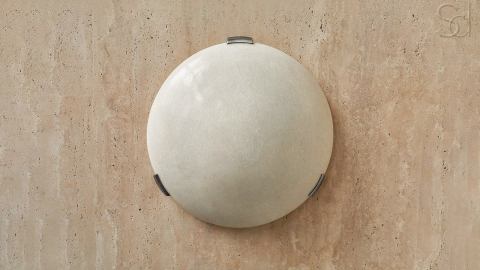 Каменный настенный светильник бра Frisbee 409 WSL из белого мрамора Snow Crystal в сборе _4