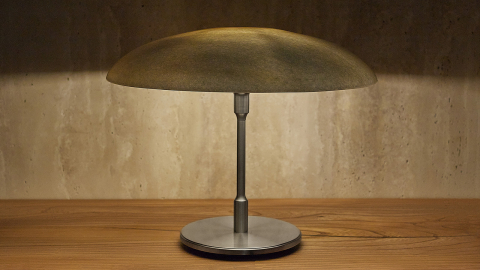 Мраморный настольный светильник Frisbee 509 из камня Snow Crystal в сборе _1