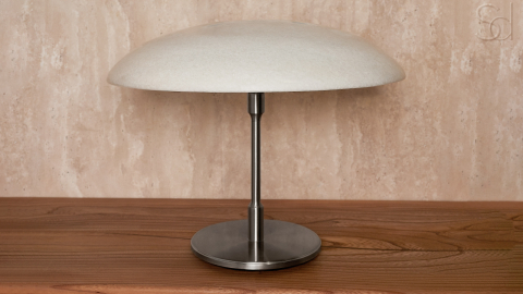 Мраморный настольный светильник Frisbee 509 из камня Snow Crystal в сборе _2