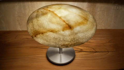 Каменный настольный светильник Frisbee 509 из оникса белый White Honey_5