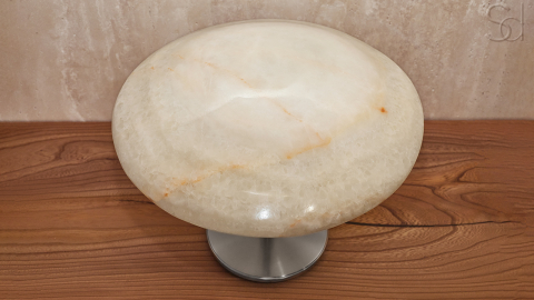 Каменный настольный светильник Frisbee 509 из оникса белый White Honey_6