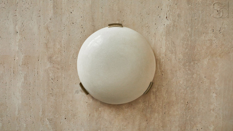 Каменный настенный светильник бра Frisbee WS из белого мрамора Snow Crystal в сборе _2