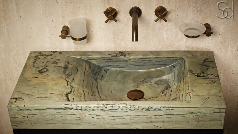 Серая раковина Frozen из натурального мрамора Carrara ИНДИЯ 022009111 для ванной комнаты_6