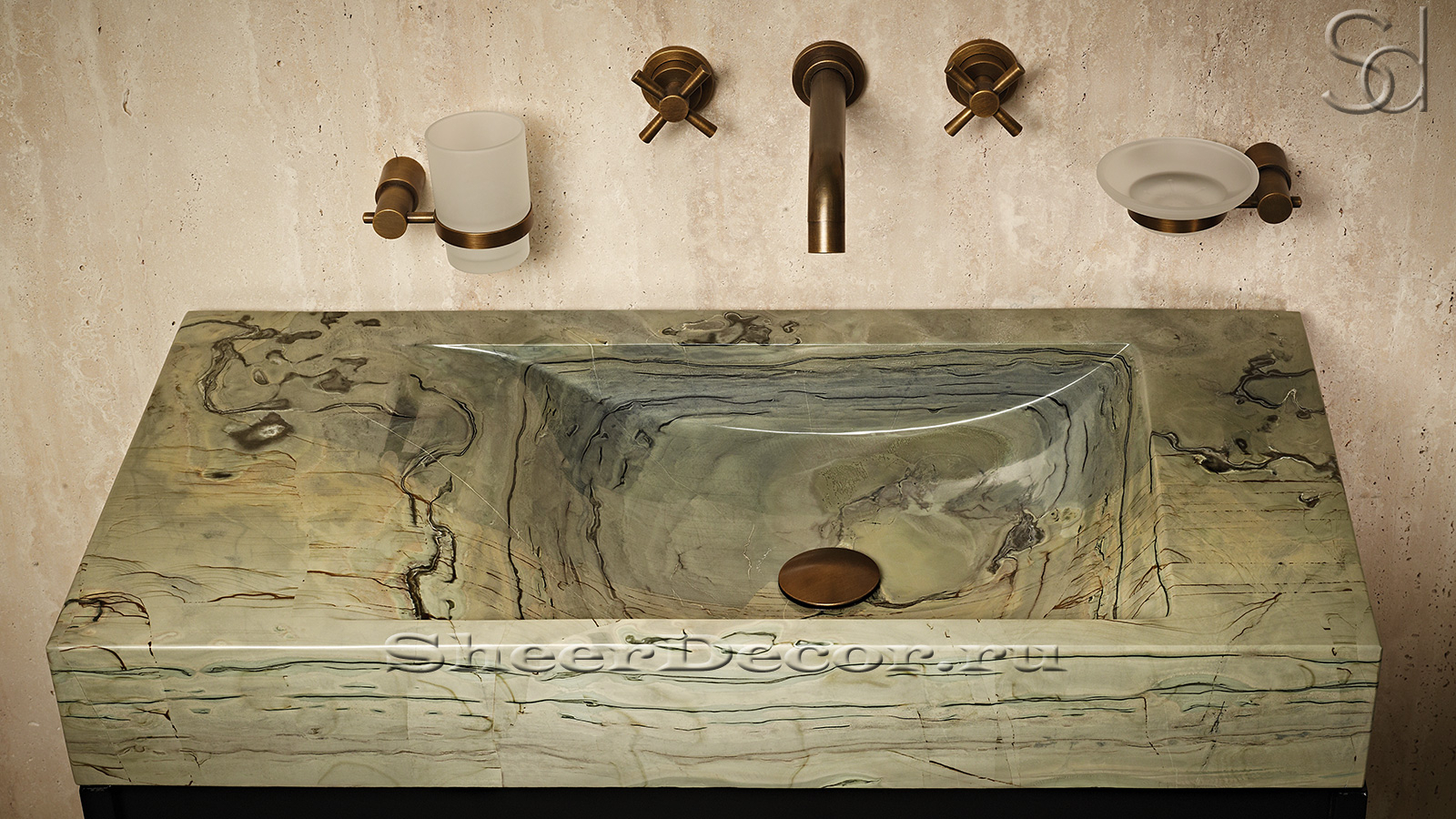 Серая раковина Frozen из натурального мрамора Carrara ИНДИЯ 022009111 для ванной комнаты_8