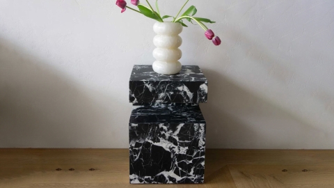 Каменный стол Gabinete из черного мрамора Nero Marquina в сборе _3