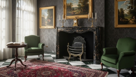 Каменный портал для облицовки камина Gillian из мрамора Nero Portoro 156125402_4 Мраморный портал черного цвета для отделки камина Gillian M2 из натурального камня Nero Portoro 156125402_4