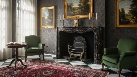 Каменный портал для облицовки камина Gillian из мрамора Nero Portoro 156125402_5 Мраморный портал черного цвета для отделки камина Gillian M2 из натурального камня Nero Portoro 156125402_5