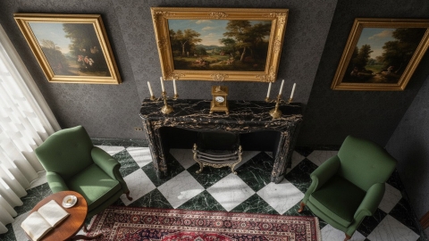 Каменный портал для облицовки камина Gillian из мрамора Nero Portoro 156125402_7 Мраморный портал черного цвета для отделки камина Gillian M2 из натурального камня Nero Portoro 156125402_7