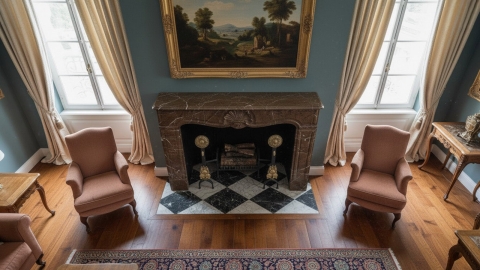 Каменный портал коричневого цвета для облицовки камина Gillian из мрамора Olive Maron 156149401_4