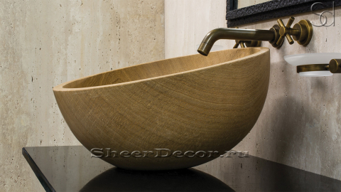 Мраморная раковина Globe из коричневого камня Wooden Yellow ЕГИПЕТ 193032111 для ванной комнаты_2