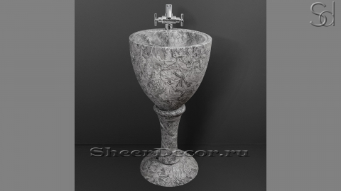 Мраморная раковина на пьедестале Goblet из серого камня Overlord Flower КИТАЙ 042019171 для ванной комнаты_5