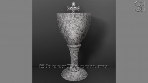 Мраморная раковина на пьедестале Goblet из серого камня Overlord Flower КИТАЙ 042019171 для ванной комнаты_6