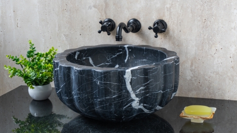 Мраморная курна круглой формы Grasa из черного мрамора Nero Marquina ИСПАНИЯ 944018121_1