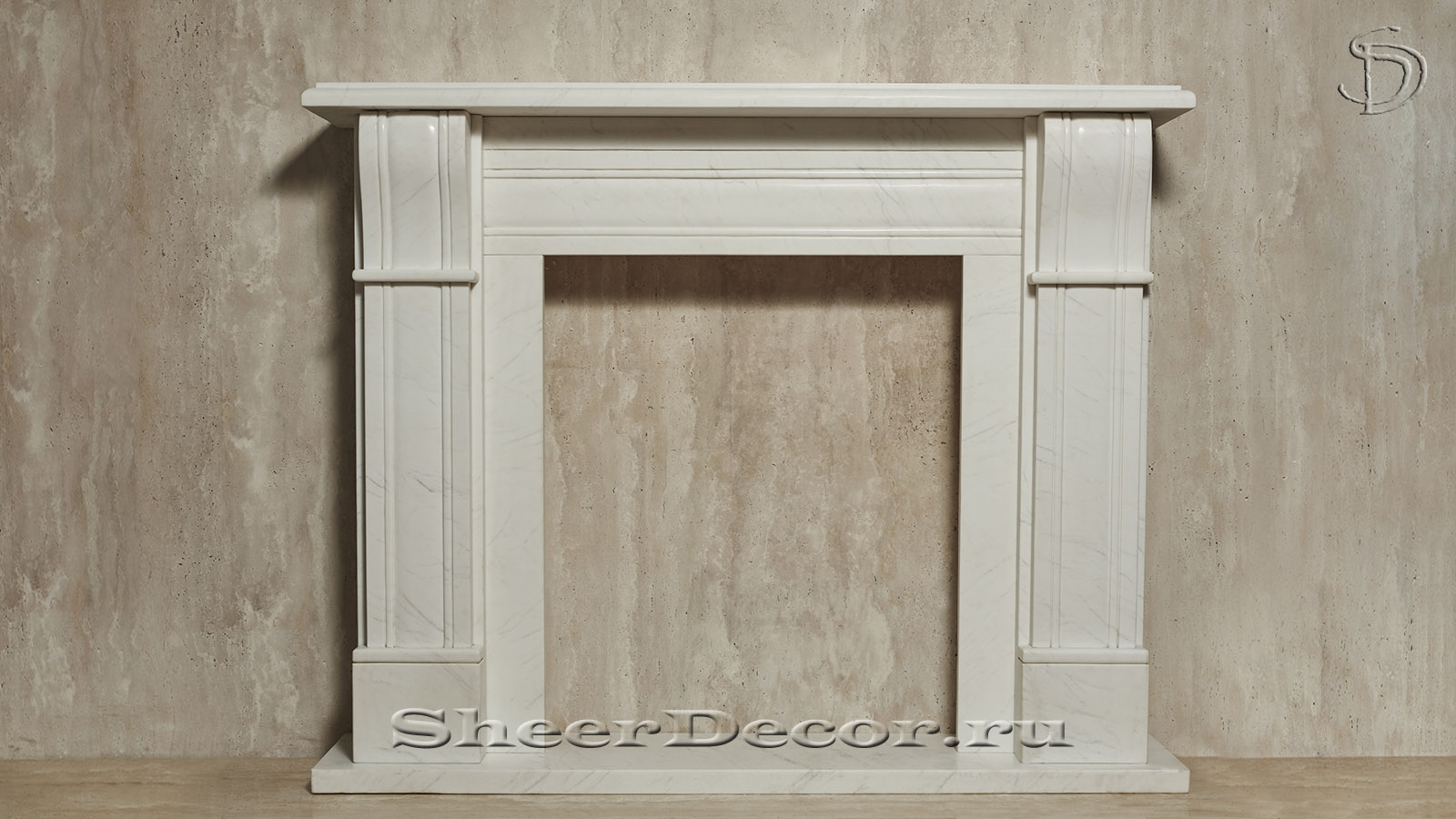 Белый камин Gven Standart из мрамора Bianco Extra Art_1600_pixels_3 Мраморный портала для камина Gven Standart из белого камня Bianco Extra_1600_pixels_3