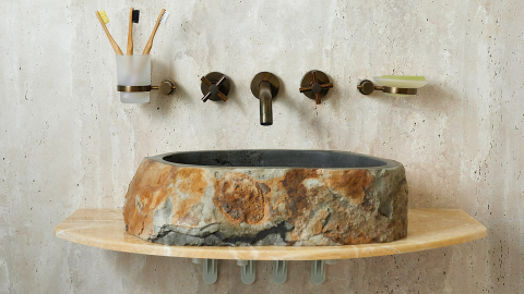 Каменная мойка Hector M159 из серого андезита Andesite ИСПАНИЯ 00700111159 для ванной комнаты_1