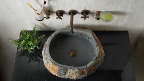 Каменная мойка Hector M17 из серого андезита Andesite ИСПАНИЯ 0070011117 для ванной комнаты_2