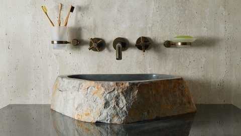 Серая раковина Hector M18 из камня андезита Andesite ИСПАНИЯ 0070011118 для ванной комнаты_2