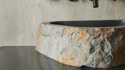 Серая раковина Hector M18 из камня андезита Andesite ИСПАНИЯ 0070011118 для ванной комнаты_4