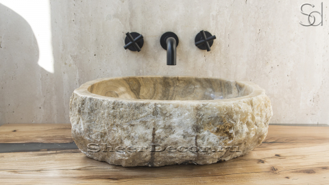 Раковина для ванной Hector M119 из речного камня  Beige Honey ИНДОНЕЗИЯ 00709311119_2
