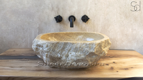 Раковина для ванной Hector M121 из речного камня  Beige Honey ИНДОНЕЗИЯ 00709311121_1