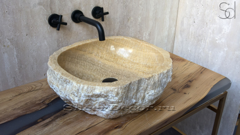 Раковина для ванной Hector M121 из речного камня  Beige Honey ИНДОНЕЗИЯ 00709311121_3