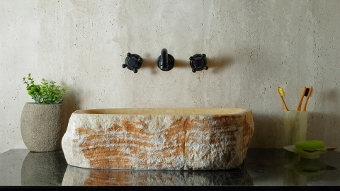 Бежевая раковина Hector M228 из камня оникса Beige Honey ИНДИЯ 00709311228 для ванной комнаты_5