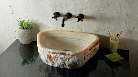 Каменная мойка Hector M229 из бежевого гранита Beige ИНДОНЕЗИЯ 00701111229 для ванной комнаты_2