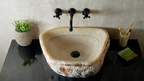 Каменная мойка Hector M229 из бежевого гранита Beige ИНДОНЕЗИЯ 00701111229 для ванной комнаты_3