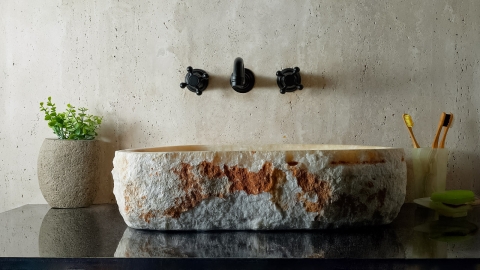 Каменная мойка Hector M229 из бежевого гранита Beige ИНДОНЕЗИЯ 00701111229 для ванной комнаты_5