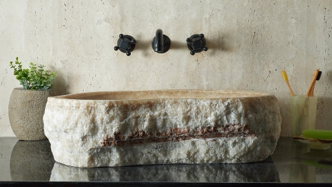 Каменная мойка Hector M232 из бежевого оникса Beige Honey ИНДИЯ 00709311232 для ванной комнаты_1