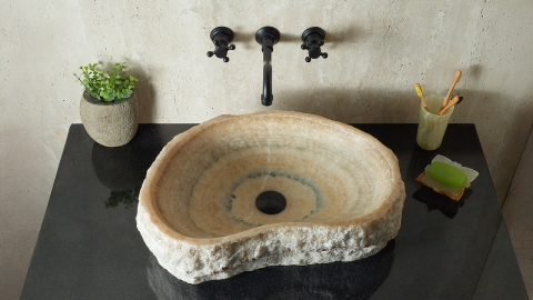 Каменная мойка Hector M232 из бежевого оникса Beige Honey ИНДИЯ 00709311232 для ванной комнаты_4