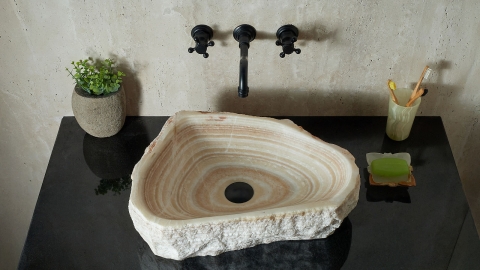 Бежевая раковина Hector M233 из камня оникса Beige Honey ИНДИЯ 00709311233 для ванной комнаты_3