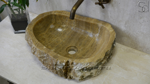 Раковина для ванной Hector из речного камня  Brown Honey ИНДИЯ 007081111_2