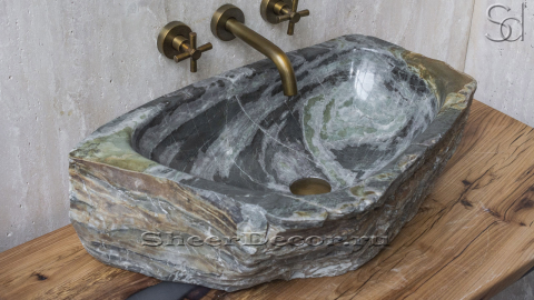 Мойка в ванную Hector M13 из речного камня  Dragon Green ИНДИЯ 0070141113_1